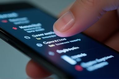 Mano che interagisce con il menu delle impostazioni dello smartphone